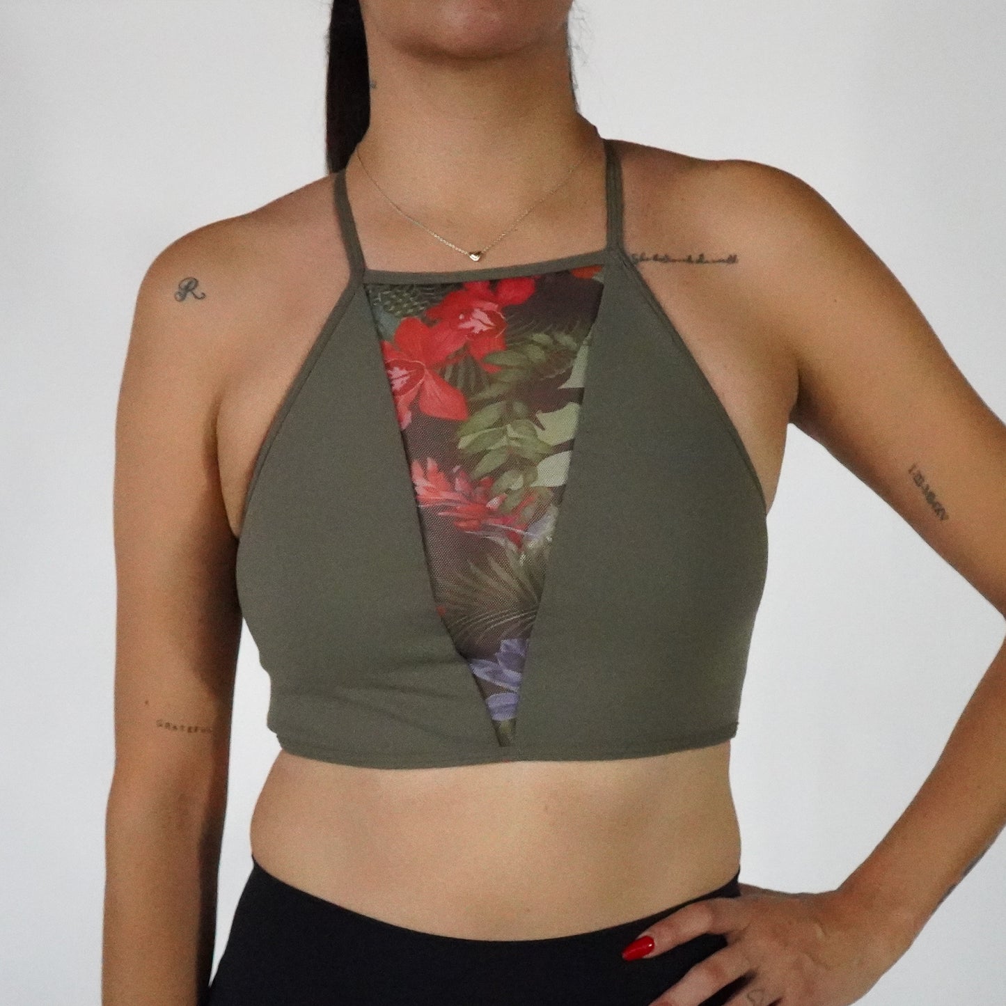 Olive Jungle- Top Mesh