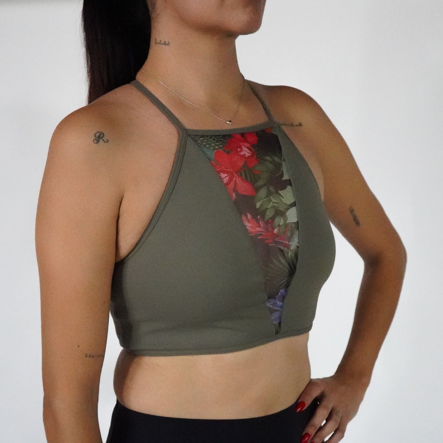 Olive Jungle- Top Mesh