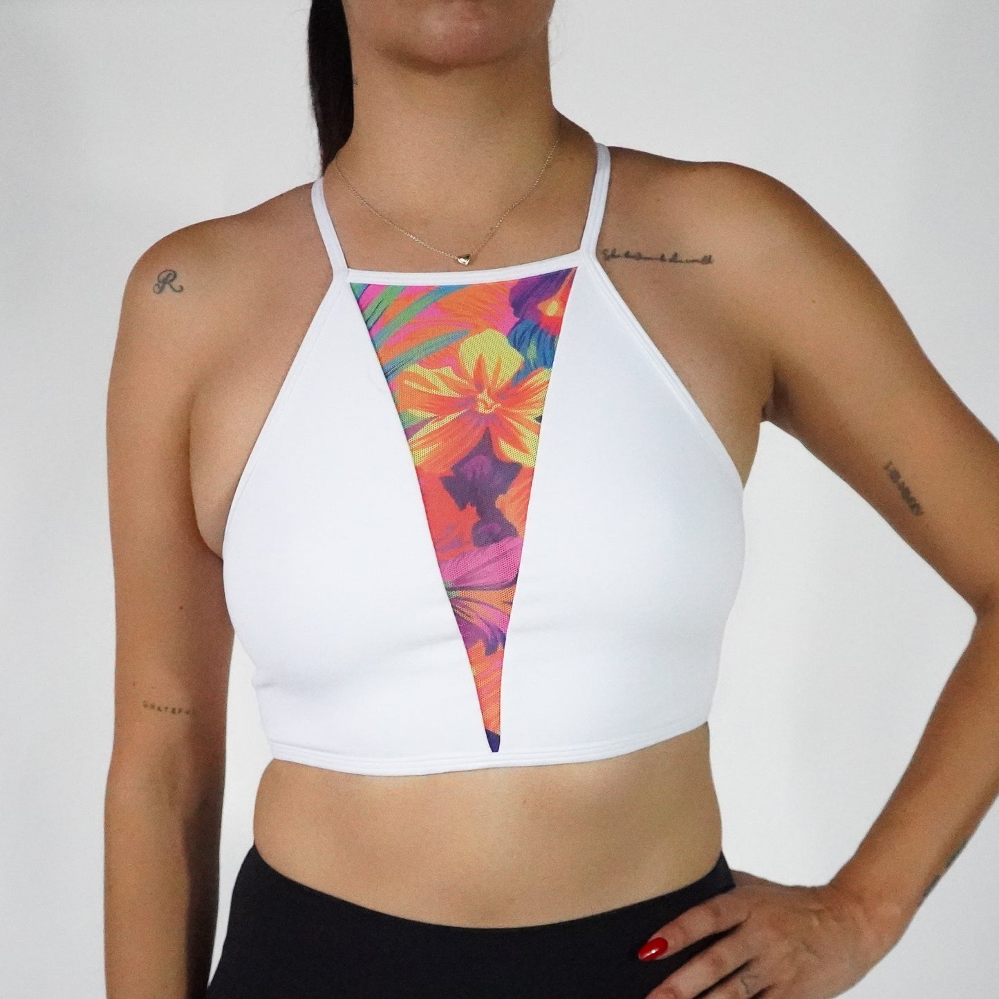 White Floral- Top Mesh