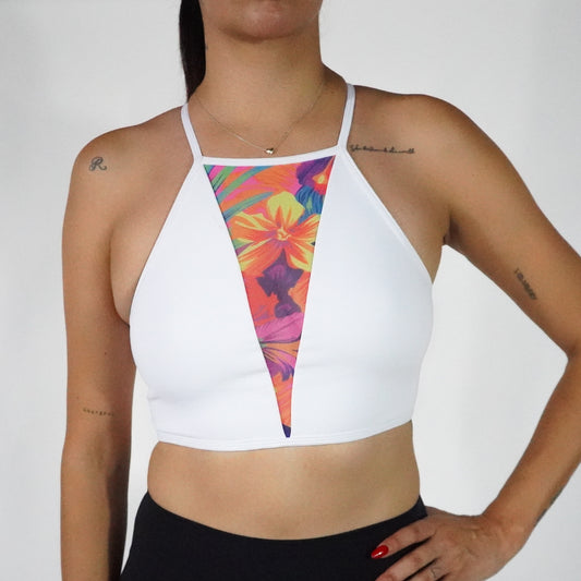 White Floral- Top Mesh