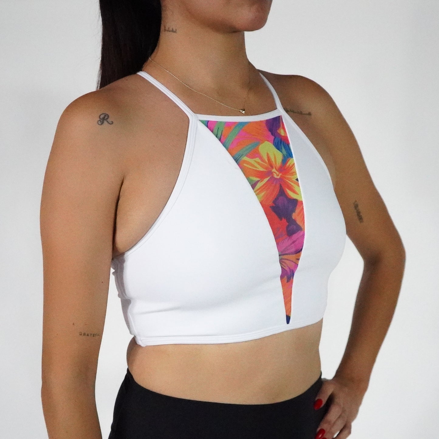 White Floral- Top Mesh