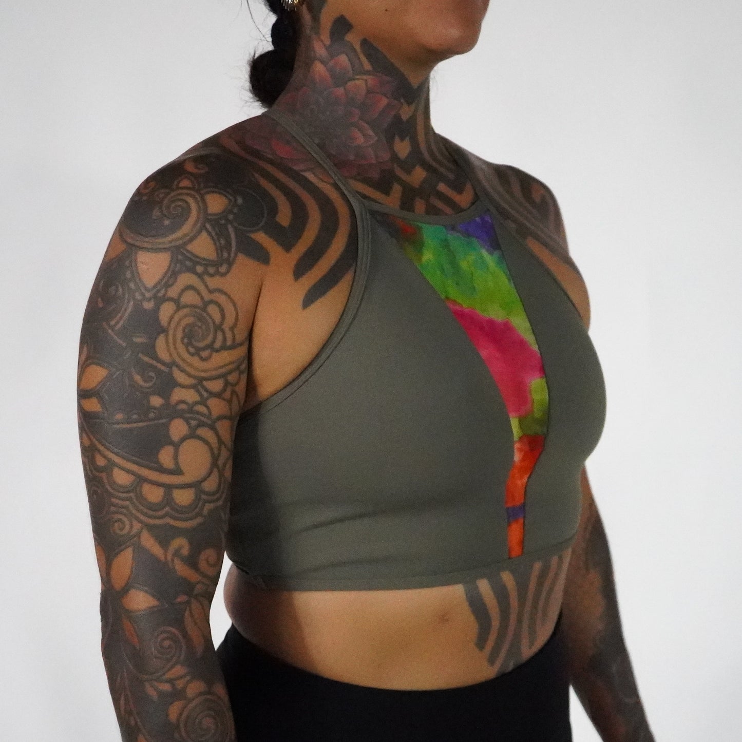 Olive Tie Dye- Top Mesh