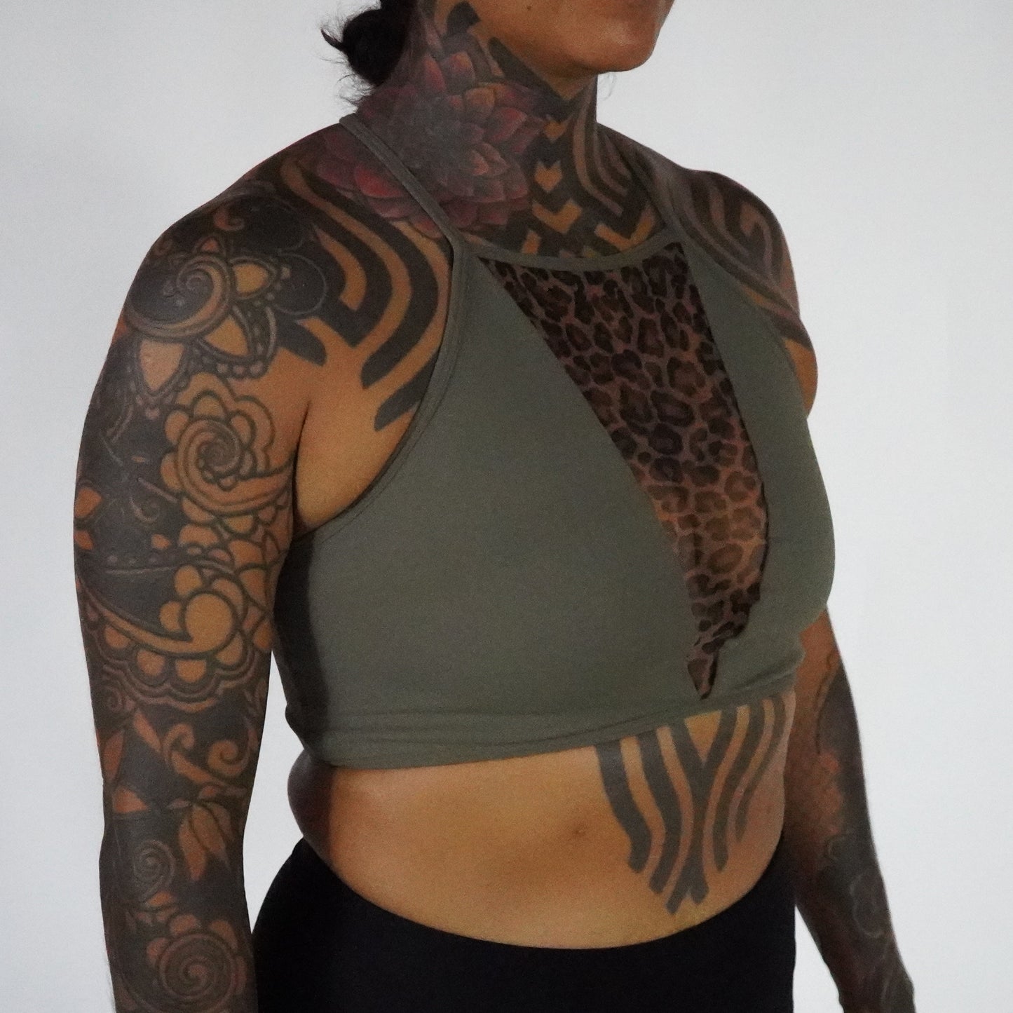 Olive Jaguar- Top Mesh