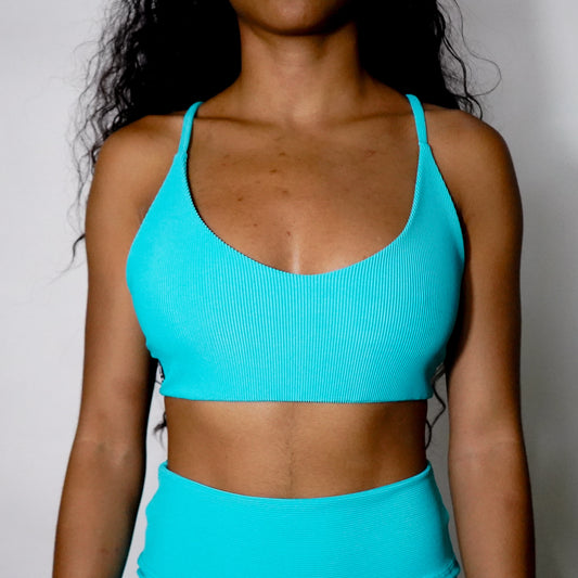 Cyan Blue Lines- Top V-Cross