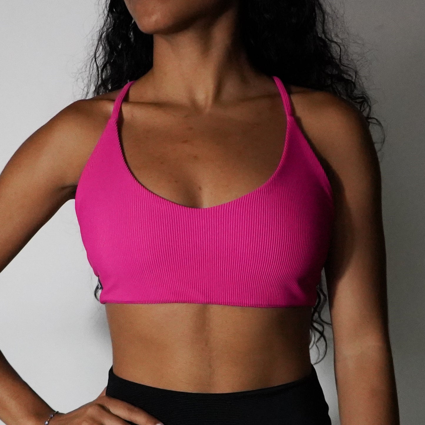 Fuchsia Lines- Top V-Cross