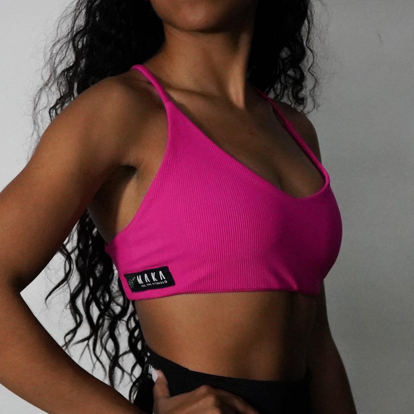 Fuchsia Lines- Top V-Cross