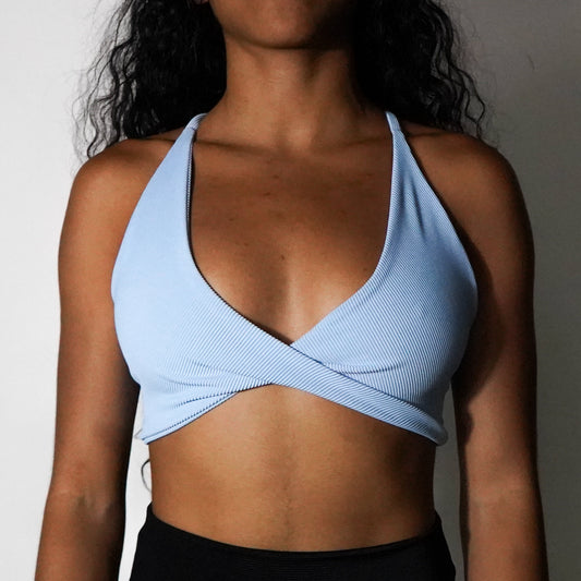 Celeste Blue Lines- Top Twist