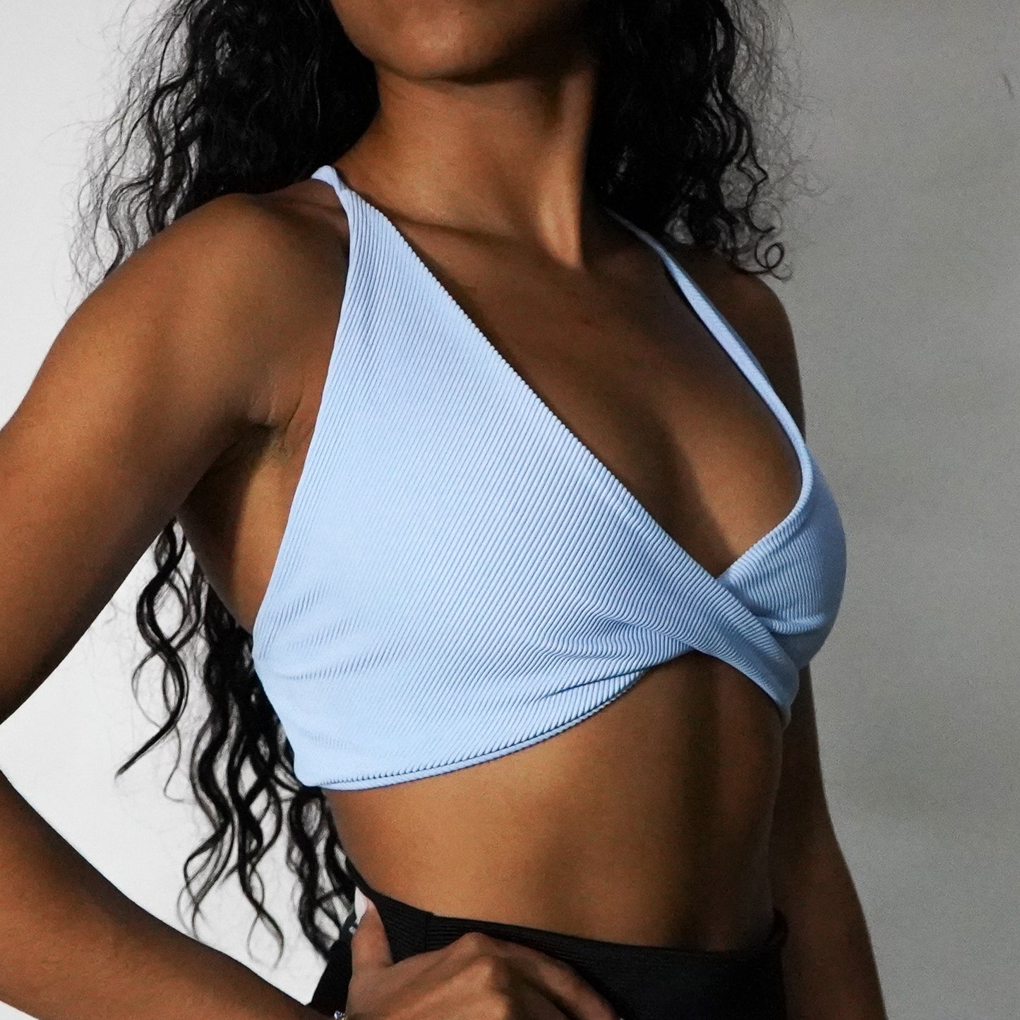 Celeste Blue Lines- Top Twist