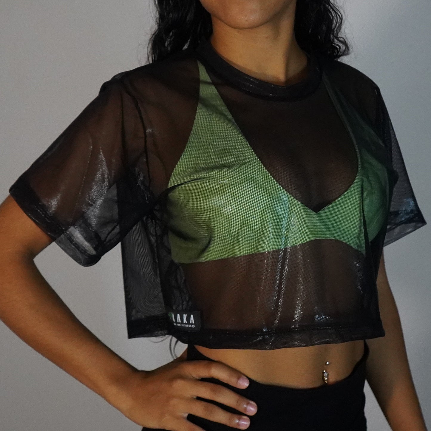 Black- Crop Mesh