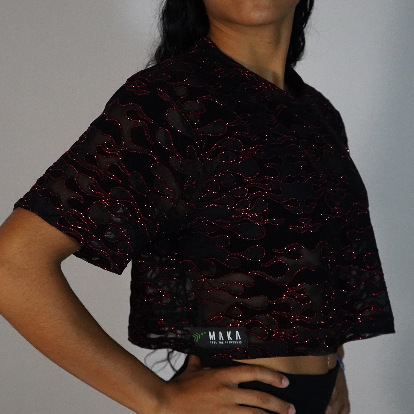 Black Fire- Crop Mesh