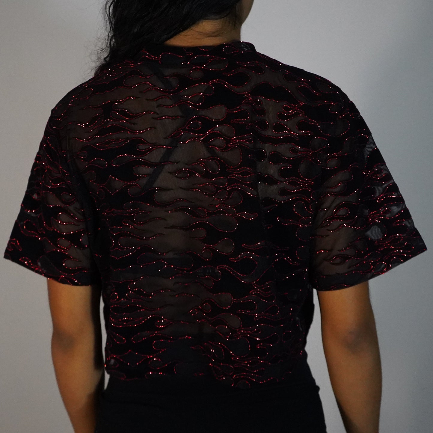 Black Fire- Crop Mesh