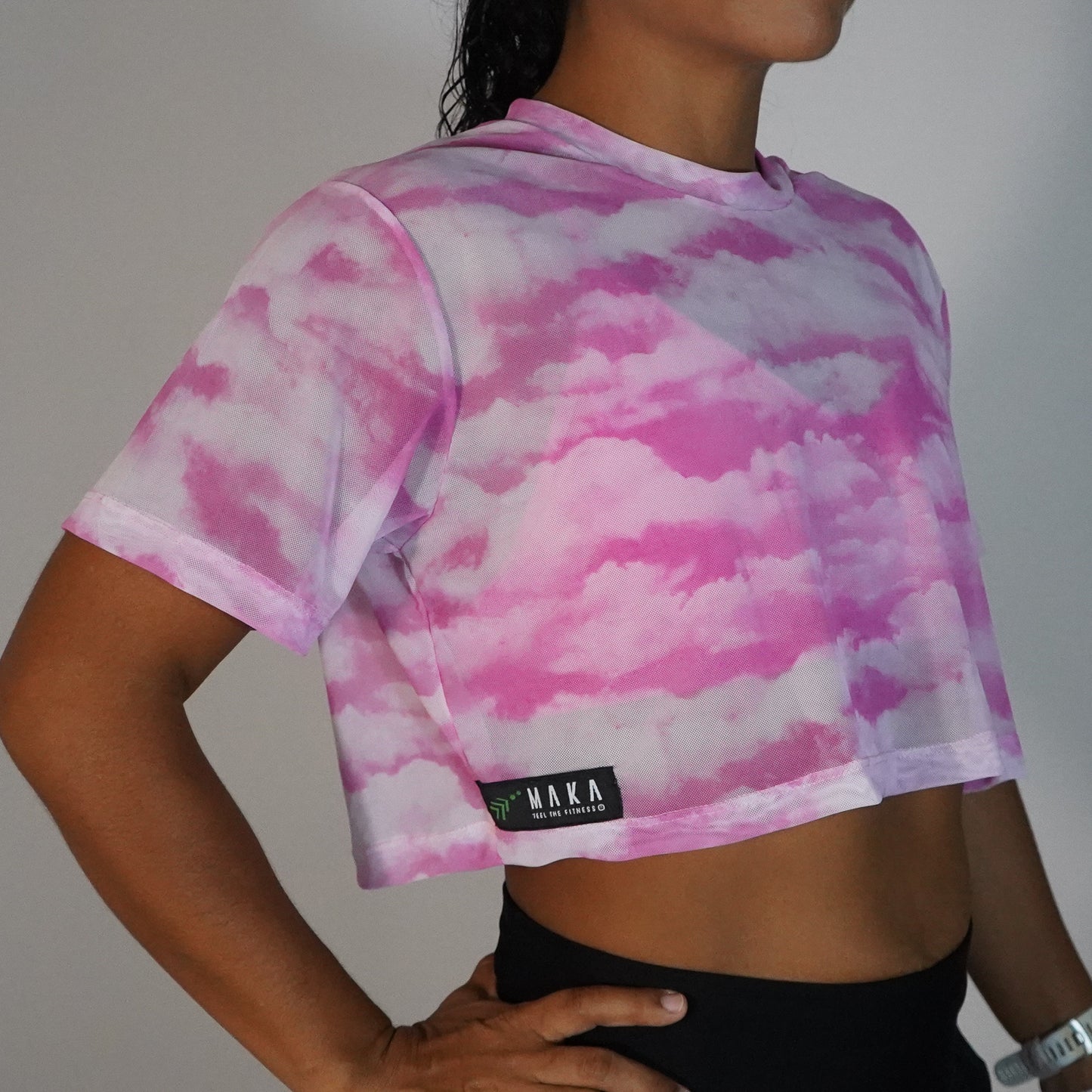 Pink Cloud- Crop Mesh